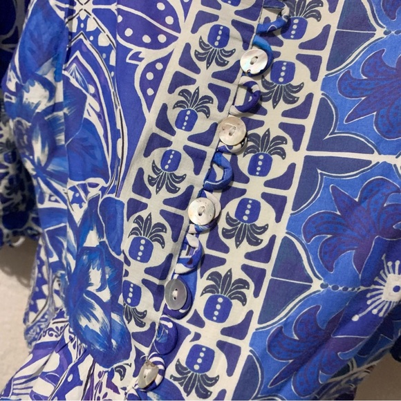 FARM rio puff sleeve cotton tile blouse - Picture 3 of 12